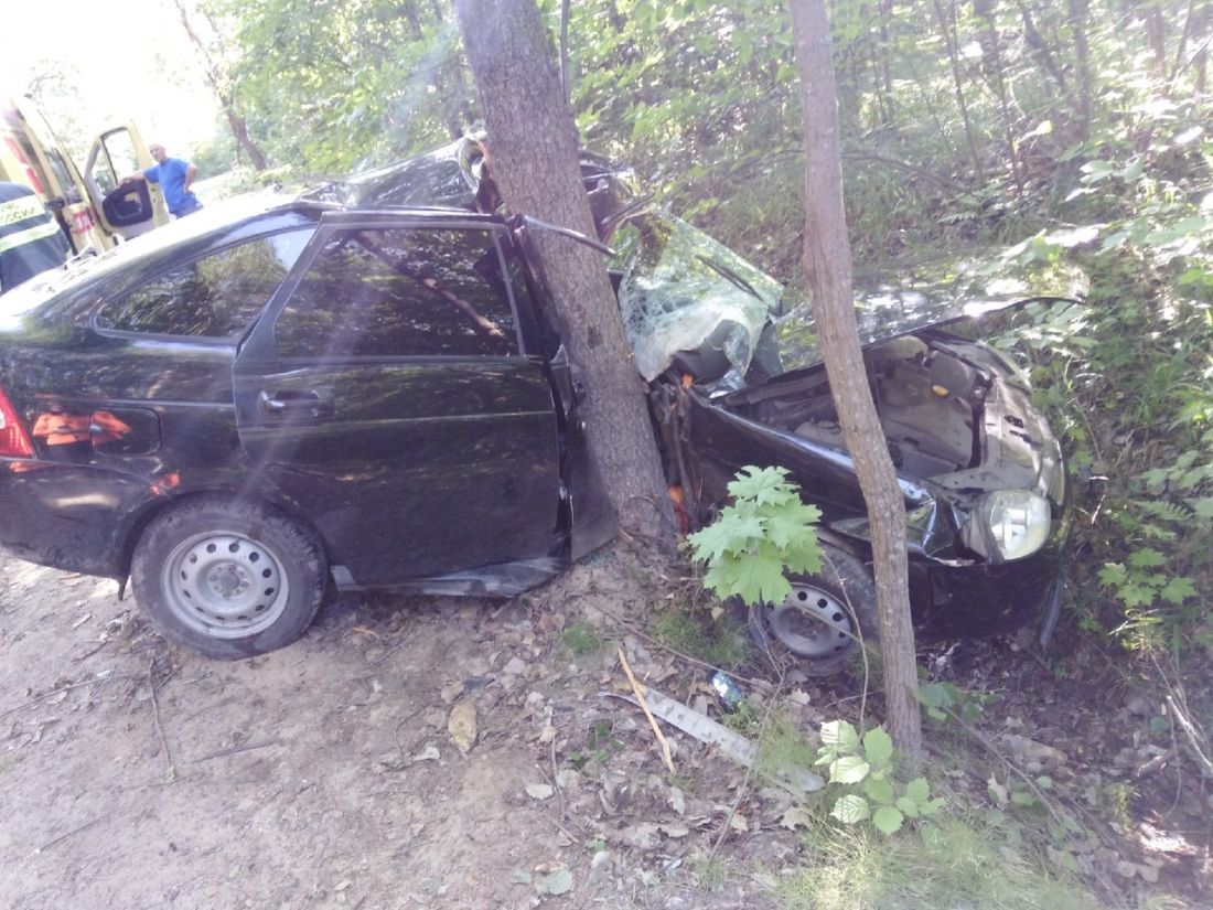 «Водитель выпал из машины». Под Пензой Лада Приора врезалась в дерево — В  сети — Пенза СМИ